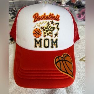 🔥🏀 Basketball Mom Red and White Hat